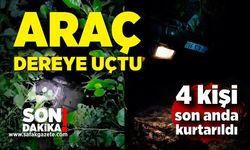 Araç dereye uçtu: 4 kişi son anda kurtarıldı