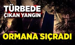 Türbede çıkan yangın ormana sıçradı