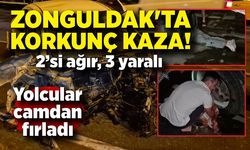 Zonguldak'ta korkunç kaza! Yolcular camdan fırladı, 2’si ağır 3 yaralı