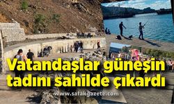 Vatandaşlar güneşin tadını sahilde çıkardı
