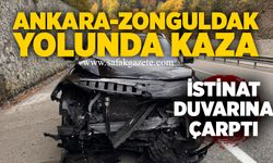 Ankara-Zonguldak yolunda kaza: İstinat duvarına çarptı