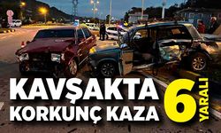 Kavşakta iki otomobil çarpıştı: 6 yaralı