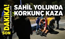 Sahil yolunda kaza! Motosiklet sürücüsü yaralandı