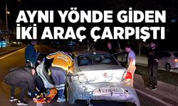 Aynı yönde giden iki araç çarpıştı