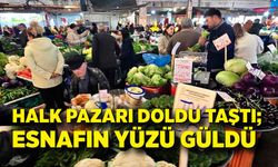 Halk Pazarı doldu taştı; Esnafın yüzü güldü