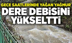 Gece saatlerinde yağan yağmur dere debisini yükseltti