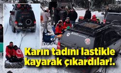 Karın tadını lastikle kayarak çıkardılar