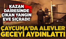 Çaycuma'da alevler geceyi aydınlattı: Kazan dairesinde çıkan yangın eve sıçradı!