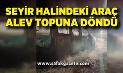 Seyir halindeki hafif ticari araç alev topuna döndü