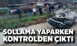 Sollama faciayla bitti; Takla atan otomobildeki 2 kişi yaralandı