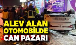 Korkunç kaza: Alev alan otomobilde can pazarı, 3 yaralı