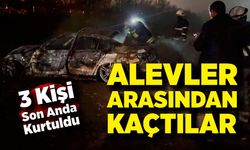 Şarampole Uçtu, Alev Alev Yandı: 3 Kişi Son Anda Kurtuldu