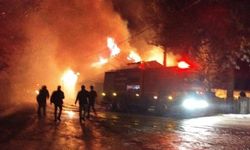 Bolu'da çıkan yangında alevler geceyi aydınlattı
