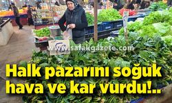Zonguldak’ta halk pazarını soğuk hava ve kar vurdu