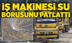 Yol çalışmasında iş makinesi su borusunu patlattı