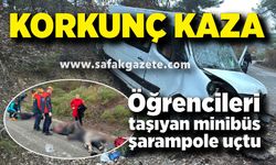 Karabük’te öğrenci dolu minibüs uçuruma sürüklendi