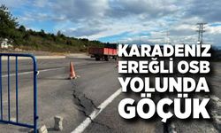 Kar yağışı asfaltı bozdu; OSB yolunda göçük oluştu