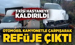 Otomobil kamyonetle çarpışarak refüje çıktı: 3 yaralı