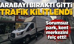 Arabayı bıraktı gitti, trafik kilitlendi