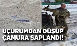 Uçurumdan düşüp çamura saplandı! Kurtarmak için ekipler seferber oldu
