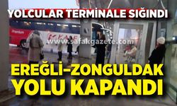 Kar esareti! Ereğli–Zonguldak yolu kapandı, yolcular terminale sığındı