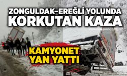Zonguldak–Ereğli yolunda kaza: Kamyonet yan yattı