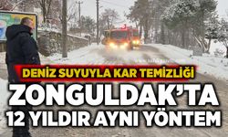 Zonguldak’ta 12 yıldır aynı yöntem: Deniz suyuyla kar temizliği