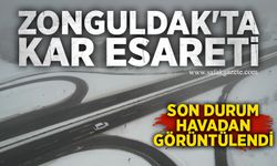 Zonguldak'ta kar esareti: Son durum havadan görüntülendi