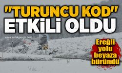 Zonguldak'ta "Turuncu kod" etkili oldu: Ereğli yolu beyaza büründü