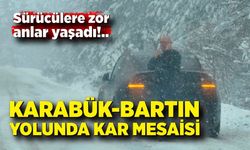 Kar yağışı ulaşımda sürücülere zor anlar yaşatıyor