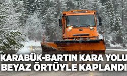 Karabük-Bartın kara yolu beyaz örtüyle kaplandı