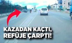 Kazadan yapmaktan kaçtı, refüje çarptı