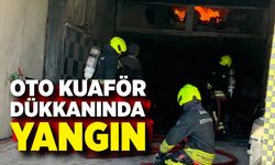 Oto kuaför dükkanında yangın