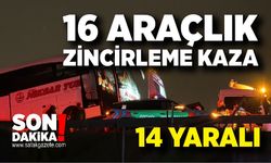 Anadolu Otoyolu'nda 16 araçlık zincirleme kaza: 14 yaralı