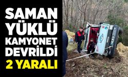 Saman Yüklü Kamyonet Devrildi: 2 Yaralı