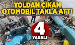 Yoldan çıkan otomobil takla attı: 4 yaralı