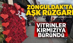 Zonguldak’ta aşk rüzgârı: Vitrinler kırmızıya büründü