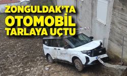 Alaplı’da otomobil tarlaya uçtu