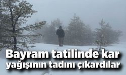 Bayram tatilinde kar yağışının tadını çıkardılar
