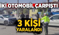 İki otomobil cadde üzerinde çarpıştı: 3 kişi yaralandı