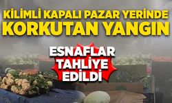 Kilimli kapalı pazar yerinde korkutan yangın: Esnaflar tahliye edildi