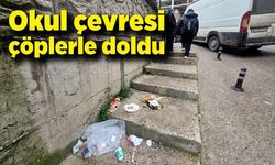Zonguldak’ta okul çevresine atılan çöpler tepkilere yol açtı