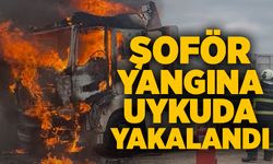 Park halindeki tır alev alev yandı! Şoför uykuda yakalandı