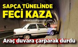 Sapça tünelinde feci kaza; Duvara çarparak durabildi
