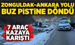 Zonguldak–Ankara yolu buz pistine döndü: 7 araç kazaya karıştı