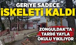 Zonguldak’ta tarihi Yayla Okulu yıkılıyor: Sadece iskeleti kaldı