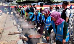 71 mahalleden kadınlar 71 kazanda yemek yaptı