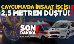 Çaycuma’da inşaat işçisi 2,5 metren düştü!