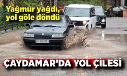 Çaydamar’da yol çilesi: Yağmur yağdı, yol göle döndü