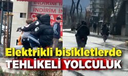 Elektrikli bisikletlerde tehlikeli yolculuk kamerada